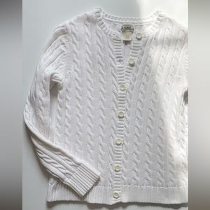 L. L. Bean white cableknit cardigan